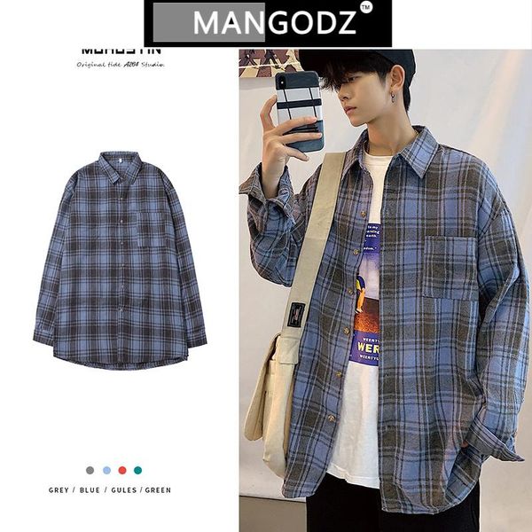 

men plaid shirt casual oversized shirts harajuku vintage hip hop loose japanese streetwear long sleeve camisa masculina, White;black