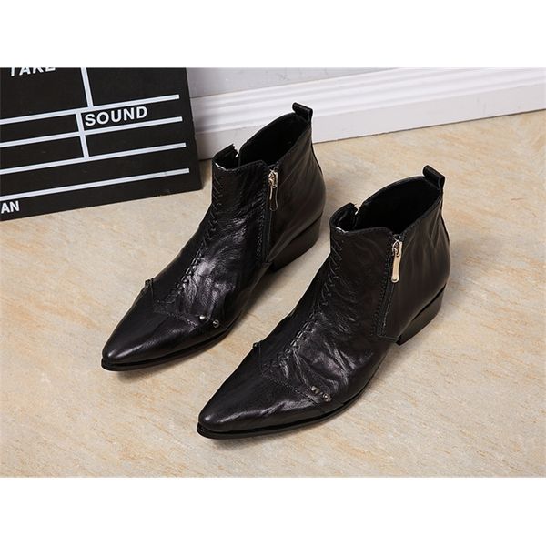 

2020 new genuine leather ankle men up to cowboy high above men's boots 8qow, Black