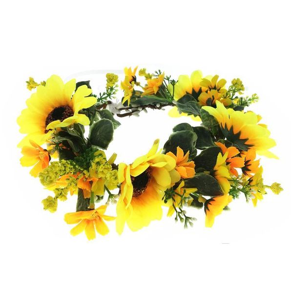 

daisy flower girl's headwear women hair accessories sun flower wreath crown headband hat decoration adjustable floral qylcgw