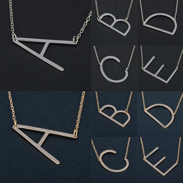 

26 english letters pendants necklace silver rose gold colors alloy letter necklaces fashion jewelry gifts