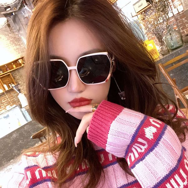 

ins sunglasses net red big frame korean fashion big frame face small polarized anti ultraviolet glasses women's sunglasses, White;black
