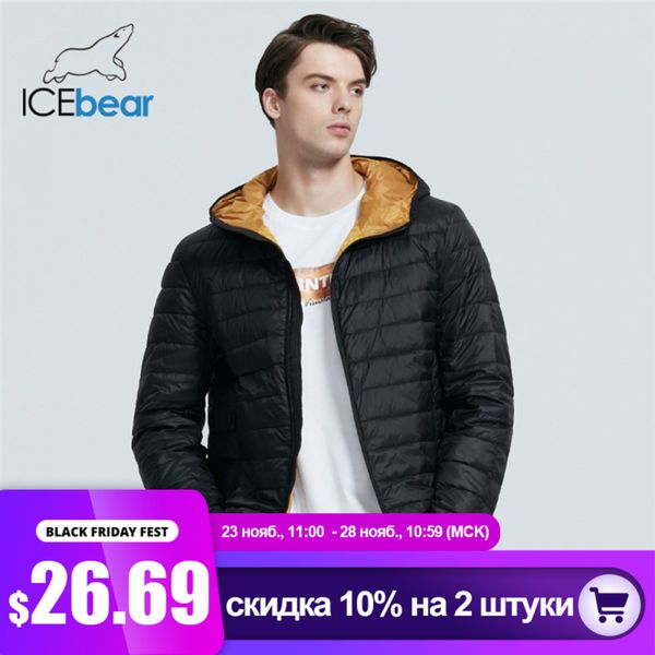 

icebear 2020 new lightweight men's down coat stylish casual jacket male hooded apparel brand men clothing mwy19998d, Black