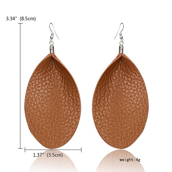 

негабаритные геометрические круглые серьги с круглым каплями pu кожаная свита серьги для женщин панк винтаж большое заявление ухо ювелирные, Golden