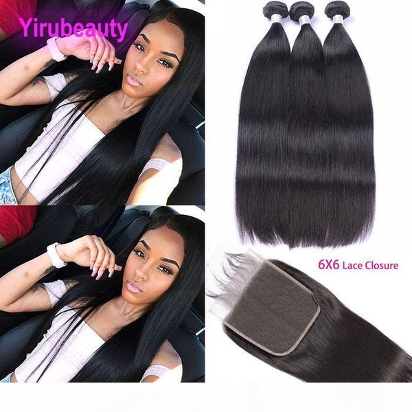 

peruvian straight hair bundles with closure yirubeauty peruvian remy hair with closure human hair weave 3 bundles with 6x6 lace closure, Black;brown