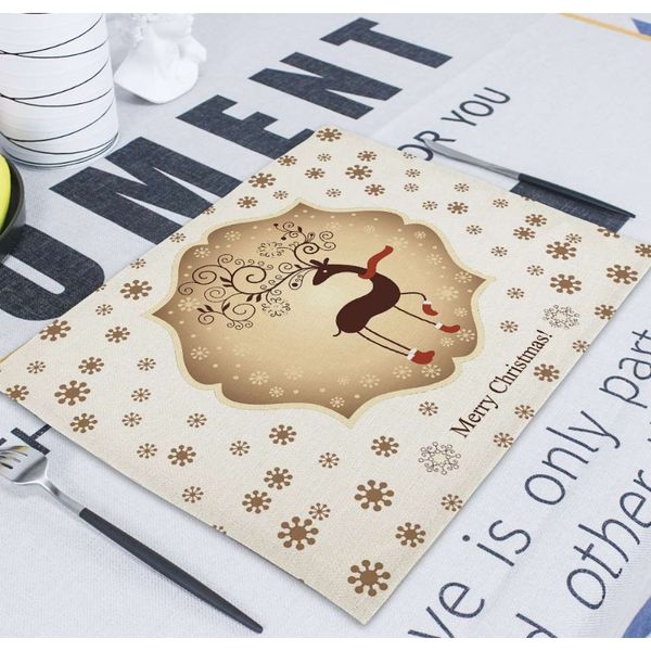 

christmas deer merry christmas placemat happy new yearnatale kerst santa claus individual table 4232cm cup mat stand for cups f wmtaqh