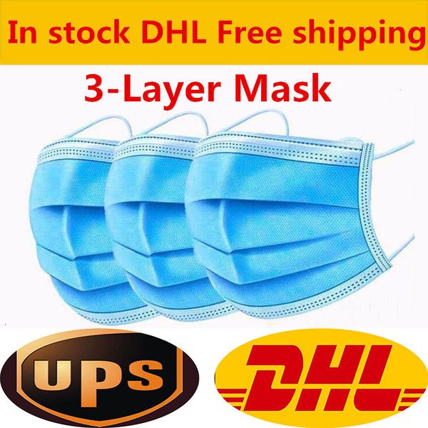 

and dhl disposable 50pcs protection personal health mask 3-layer facial cover with earloop mouth face sanitary masks