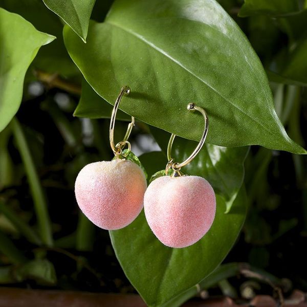 

s925 pin peach earrings cute pink peach fresh girl earrings sweet, Golden;silver