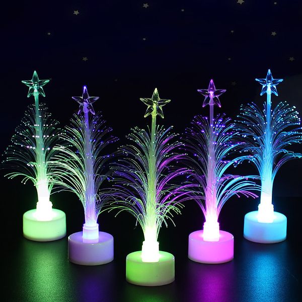 Árvore de Natal Lâmpada Luz colorida LED Fibra ótica Nightlight Crianças Xmas Presente Decoração Night Light-Up Brinquedo