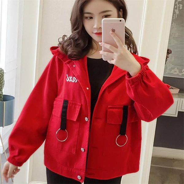 

women windbreaker jacket female solid patchwork hooded jacket basic jackets 5 colors block coats for women hc125, Black;brown