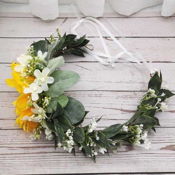 

exaggerated big sun flowers crown festival headband women hair accessories headdress floral garlands wedding flower qylrfq
