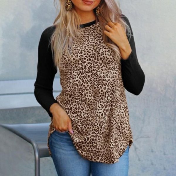 

blouse women o neck leopard print shirt easy pullover ladies fashion design blouses plus size shirts, White