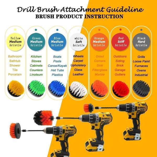 

4pcs/set drill power scrub clean brush electric drill brush kit with extension for cleaning car, seat, carpet, upholstery q bbymwg