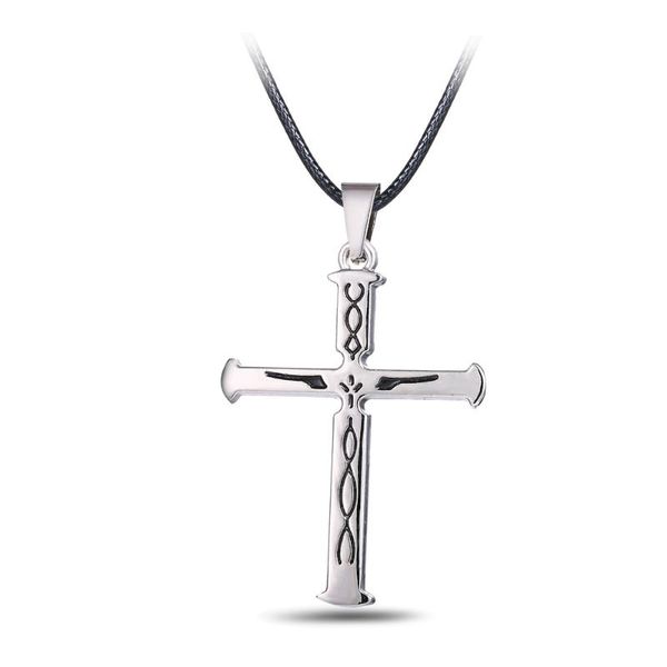 

pendant necklaces mengtuyi jewelry leather chain necklace guilty crown statement choker sliver men accessory cross, Silver