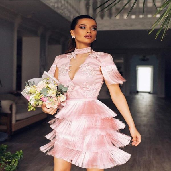

2020 new summer bandage dress women white lace o-neck sleeveless tassels mini tank dress elegant club party vestido1, Black;gray