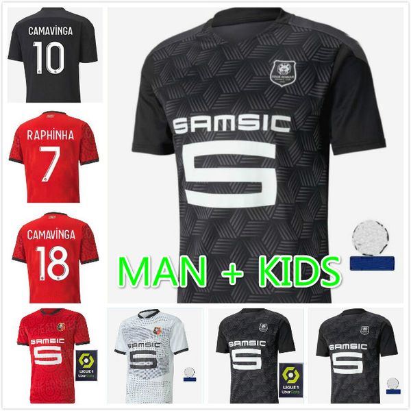 

2020 2021 rennes soccer jersey men kids kit raphinha camavinga football shirts maillot de stade rennais niang nzonzi bourigeaud jersey 20/21, Black;yellow