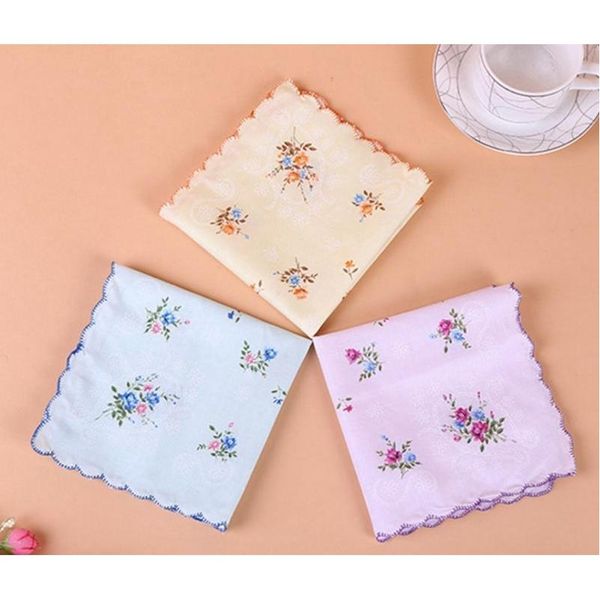 

cotton handkerchief floral embroidered women handkerchiefs flower lady hankies mini squarescarf boutique pocket towel dhd43, White