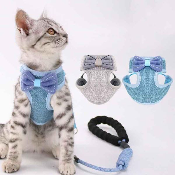 

nylon dog harness anti-tear adjustable vest cat leash soft material easy control for small dogs rope