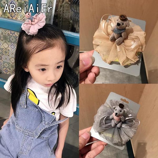

hair clips & barrettes cartoon bear for girls cute animal ribbon bow duckbill clip mesh hairpin kids accessories baby children, Golden;silver
