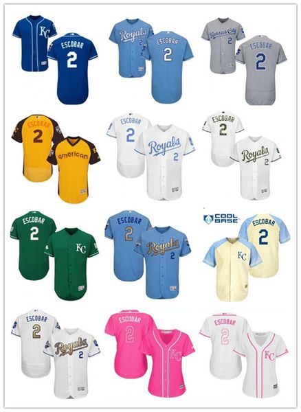 

custom kansas city royal leave name number 2 alcides escobar baseball jersey men women youth jerseys, Blue;black