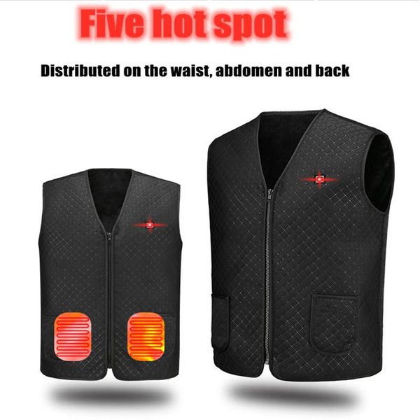 

men autumn winter smart heating cotton vest usb infrared electric heating vest women outdoor flexible thermal winter warm jacket, Black;white