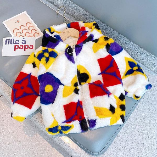 

2020 autumn winter new arrival girls fashion warm fleece coat kid geometry jackets girl jacket, Blue;gray