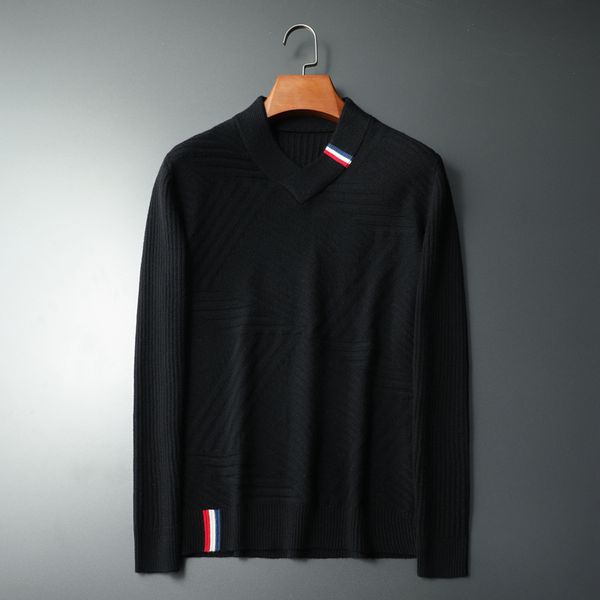 

luxury sweater men's clothes low-cut shirt thin quoq, White;black