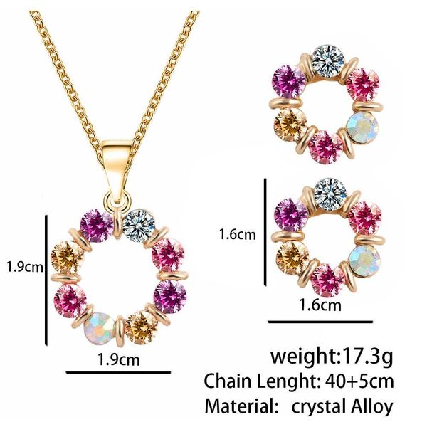 

circle jewelry set europe and the united states wind colorful crystal jewelry ladies earring necklace set w sqcwjg dh_seller2010, Silver