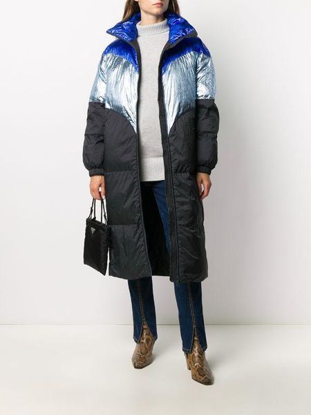 

2020 autumn and winter new style stand-up collar contrast stitching long-sleeved women's cotton jacket, Black