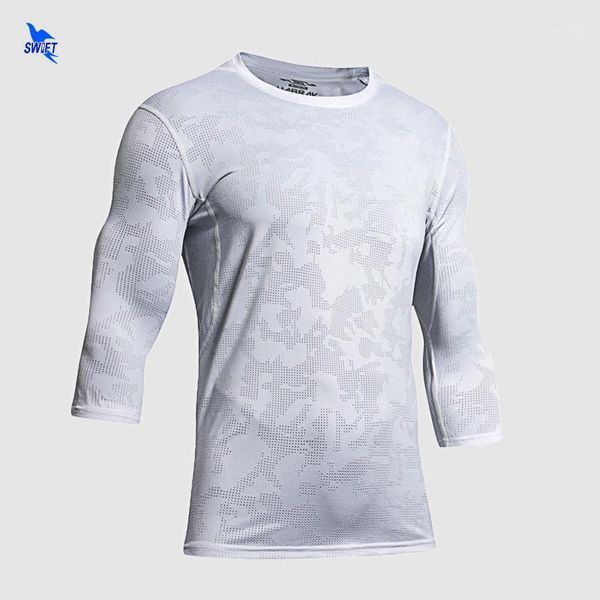 

breathable jacquard running shirts men long sleeve mesh rashguard fitness sportswear quick dry home training gym t-shirt 1, Black;blue