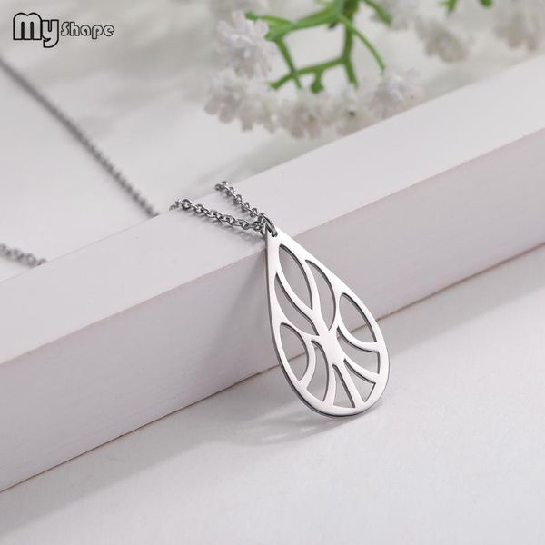 

my shape multiple new drop-shaped stainless steel necklace women's gift, Silver