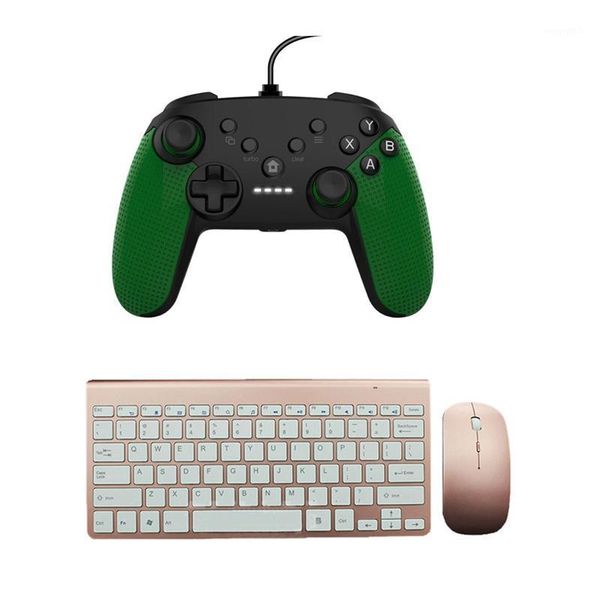

1pcs 2.4ghz wireless keyboard and mouse combo (rose gold) & usb wired controller gamepad dual vibration joystick1