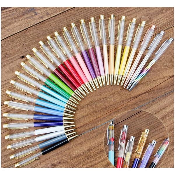 

students colorful crystal ball pens diy blank ballpoint pen school office signature ballpoint pen bh2542 tqq, Blue;orange
