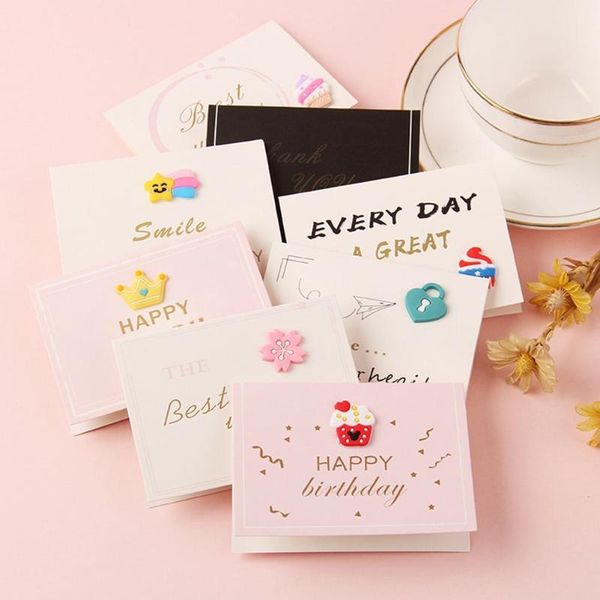 

7pcs simple party foldable greeting card thank you leave a message paper cards wedding love home