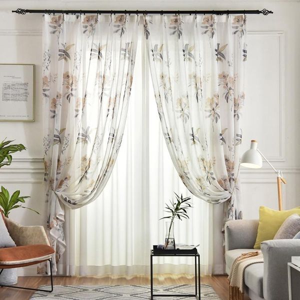 

curtain & drapes modern pastoral daffodil curtains printing screens ink cloth for living room bedroom customization