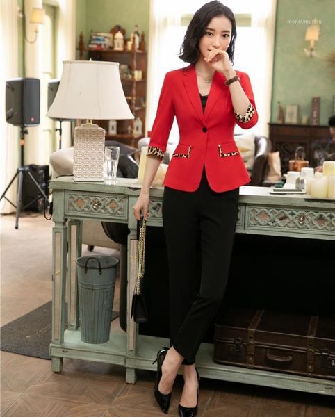 

women's two piece pants formal red blazer women pant suits ladies business work wear and jacket sets pantsuits 20211, White