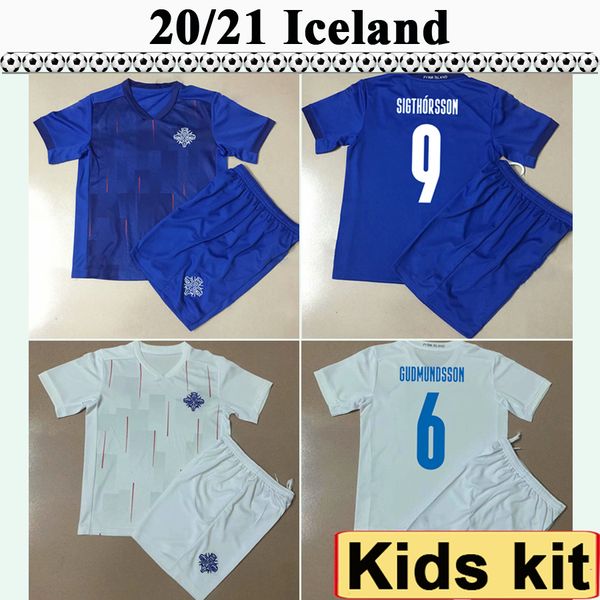 

2021 iceland kids kit soccer jerseys new gudmundsson traustason ingason gunnarsson national team home blue away white child football shirt, Black