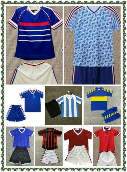 

kids kit retro cantona zidane soccer jersey argentina maradona beckham giggs maldini ancient football shirt, Black