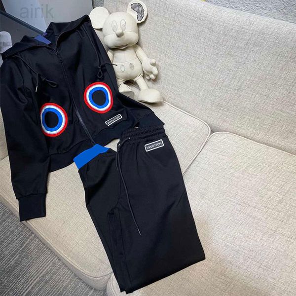 

women's suit cardigan hoodie classical spring 22sscardigan simple casual pant fashion black white tracksuit women's clothing size, Gray