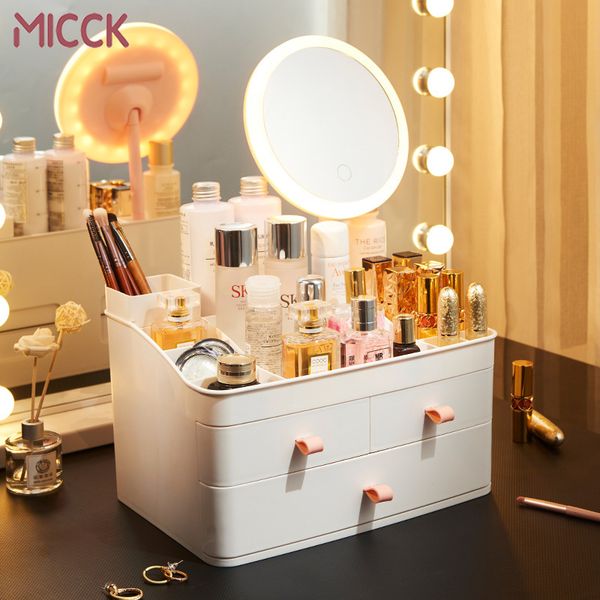 

micck make up organizer large capacity drawer lipstick cosmetic storage box women skin care dressing table beauty case q1130