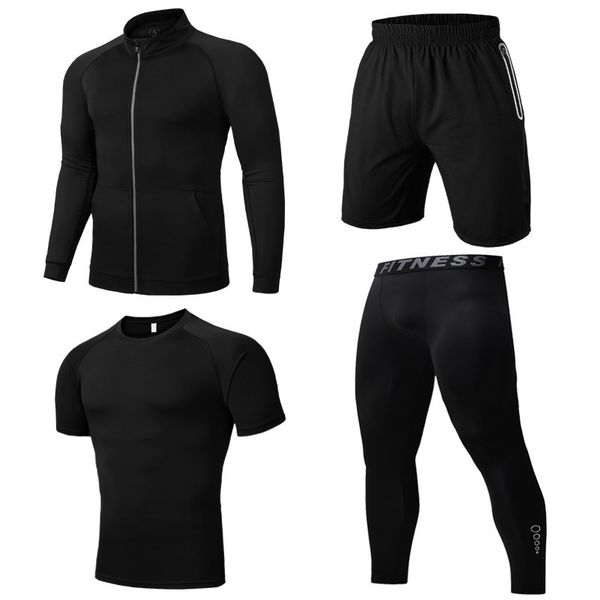 

fitness suit sports quick dry clothes tight exercise morning running basketball ice silk autumn men's gym, Gray