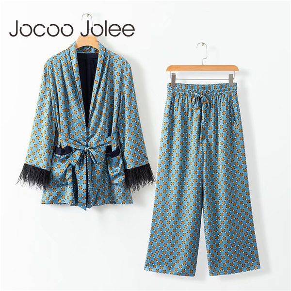 Jocoo Jolee Mode Jacke Frauen Lose Kimono Mantel Fliege Schärpen Taschen Quaste Dekorieren Oberbekleidung Übergroßen Damen Herbst 201017