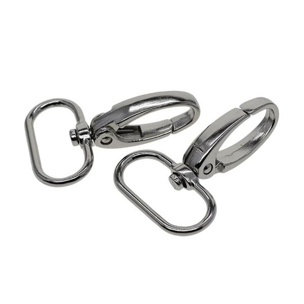 

50 pcs alloy lanyard hook swivel snap d-ring designed with 360Â° rotating key chains for paracord lobster clasp clips 45x31mm, Silver