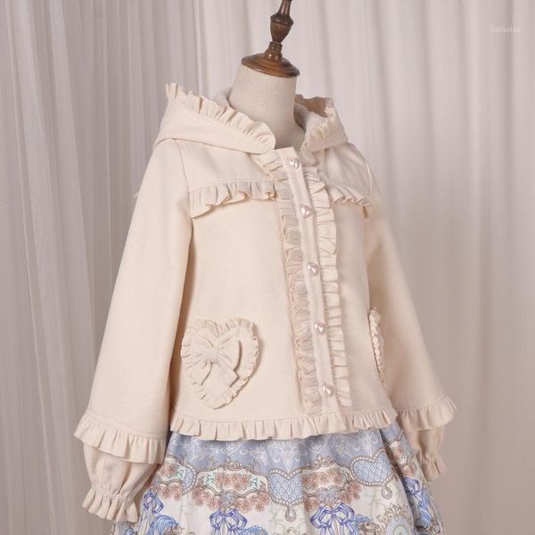 

sweet mori girl winter jacket cute cat ear hooded lolita jacket1, Black;brown