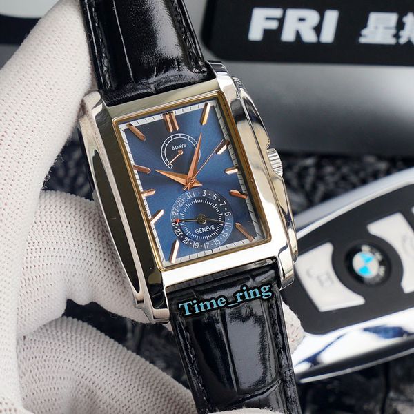 

version 5200g-001 blue date dial silver steel case eat 2824 automatic mechanical movement men's watch brown leather strap brand watches, Slivery;brown