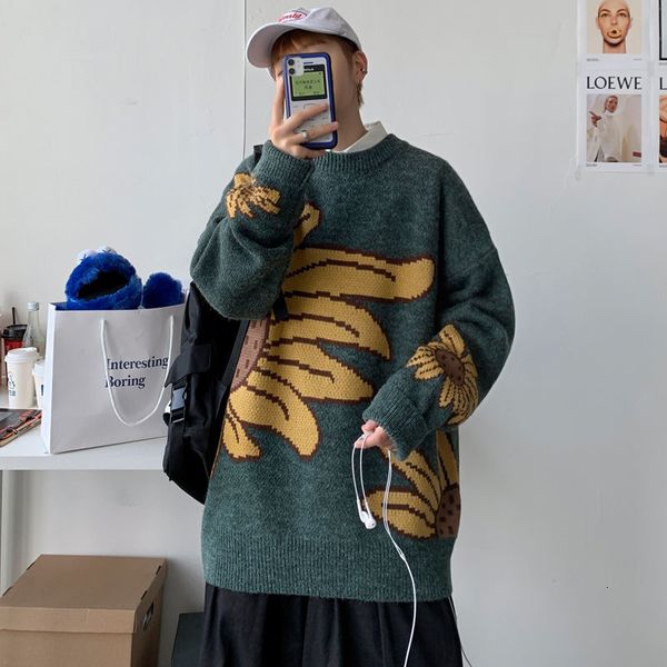 

2021 men's jersey autumn new lean chrysanthemum lazy knitting 4z2p, Black