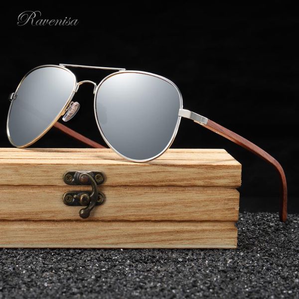 

sunglasses ravenisa fashion men wooden 2021 pilot metal sun glasses 2801 polarized protective lenses driving goggle, White;black