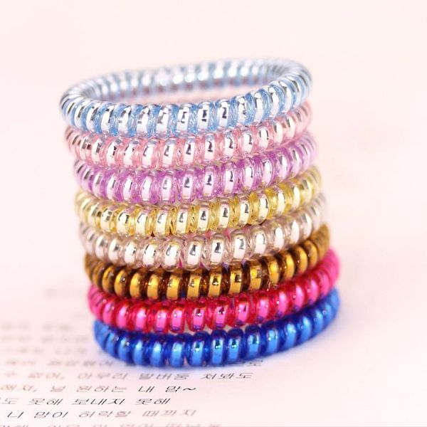 

korean telephone wire band rubber holders elastic gum for girl women hair ring accessory lots wmtjzs bdesybag, Silver