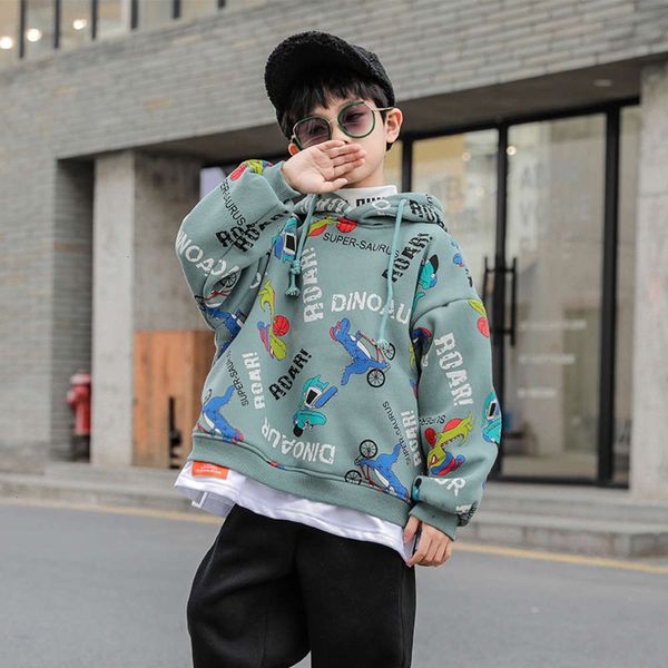 

sweater winter boys' autumn 2020 plush hooded new korean children's thickened base shirt, Black