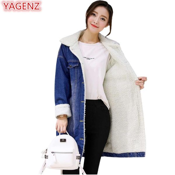 

yagenz denim trench coat women long coats winter coat womens clothes plus size windbreaker coats fashion jeans cardigan 1027, Tan;black