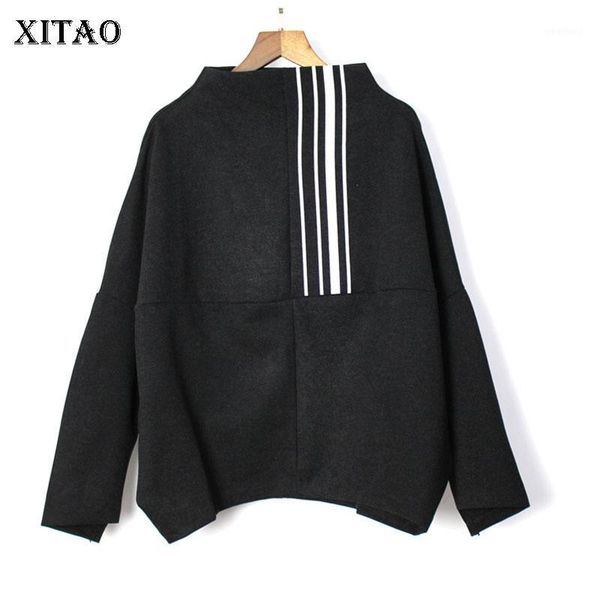 

[xitao] europe fashion new 2020 spring women turtleneck full sleeve loose female pullover match all sweatshirt zll32891, Black